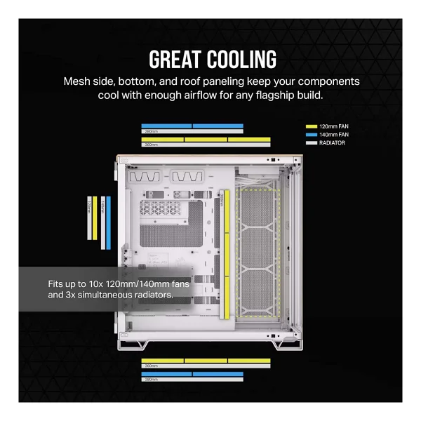 Corsair 6500x Cc-9011284-Ww Fansız Beyaz-Ahşap E-Atx Oyuncu Kasası - Görsel 3