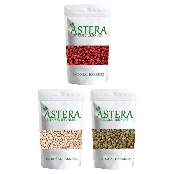 Astera Renkli Karabiber Set ( 250 Gr Kırmızı Karabiber + 250 Gr Yeşil Karabiber+ 250 Gr Beyaz Karabiber ) - Görsel 3