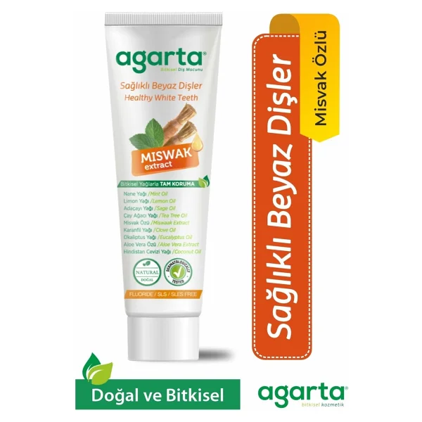 Agarta Doğal Misvak Özlü 100 ml 3 Adet Florürsüz Diş Macunu - Görsel 8