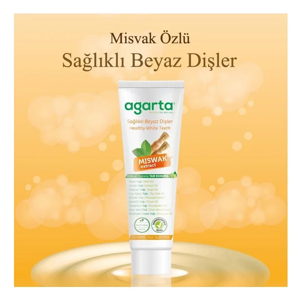 Agarta Doğal Misvak Özlü 100 ml 3 Adet Florürsüz Diş Macunu - Görsel 9