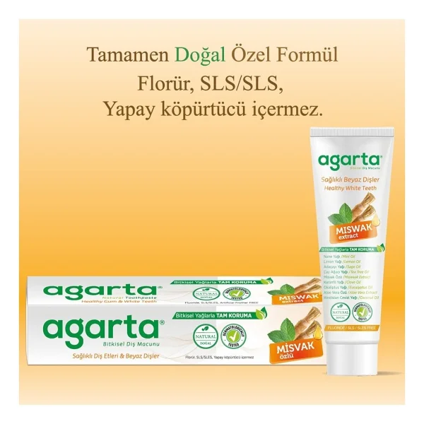 Agarta Doğal Misvak Özlü 100 ml 3 Adet Florürsüz Diş Macunu - Görsel 10