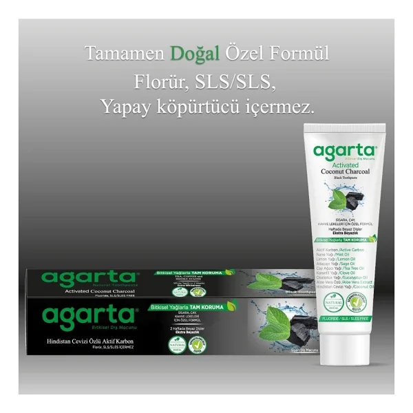 Agarta Doğal Diş Macunu 100ml Aktif Karbonlu (2 Li Set) - Görsel 5