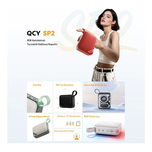 Qcy Sp2 Siyah RGB Bluetooth Hoparlör - Görsel 4