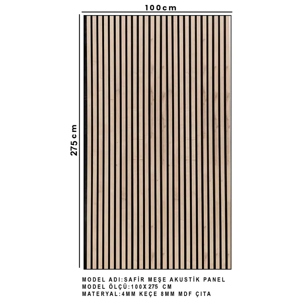Mdf Ahşap Akustik Duvar Paneli 100 X 280 Cm ( Safir Meşe ) - Görsel 4