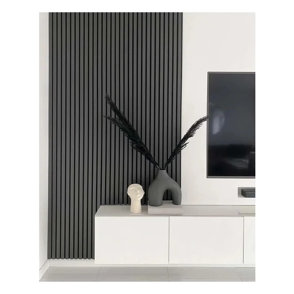 Mdf Ahşap Akustik Duvar Paneli 100 X 280 Cm ( Antrasit ) - Görsel 5