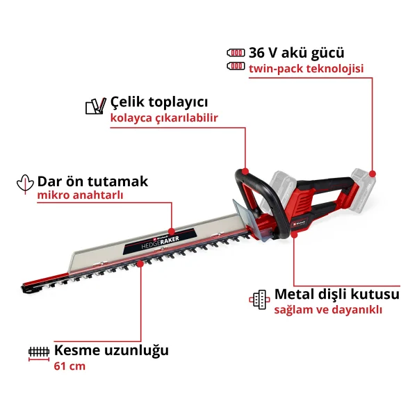 Einhell Ge-Ch 36/61 Li Aküsüz Çit Budama Makinesi - Görsel 2