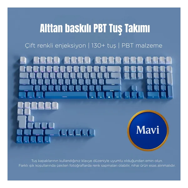 Leaven Mekanik Klavye Kontur Keycaps Seti- 97 Tuş Şeffaf RGB Uyumlu Çizgili Tuş Takımıı - Beyaz - Siyah - Görsel 10