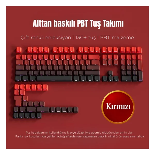 Leaven Mekanik Klavye Kontur Keycaps Seti- 97 Tuş Şeffaf RGB Uyumlu Çizgili Tuş Takımı - Desenli/Beyaz - Görsel 10