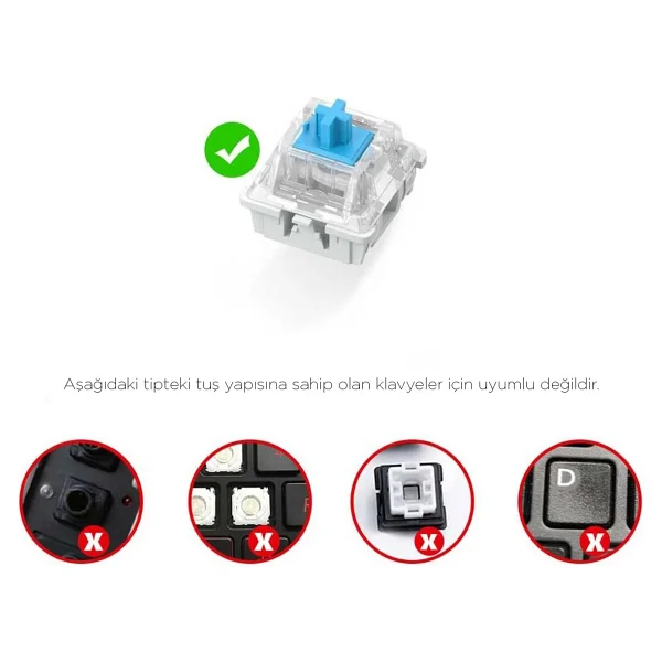 Leaven Mekanik Klavye Kontur Keycaps Seti- 97 Tuş Şeffaf RGB Uyumlu Çizgili Tuş Takımıı - Beyaz - Siyah - Görsel 3