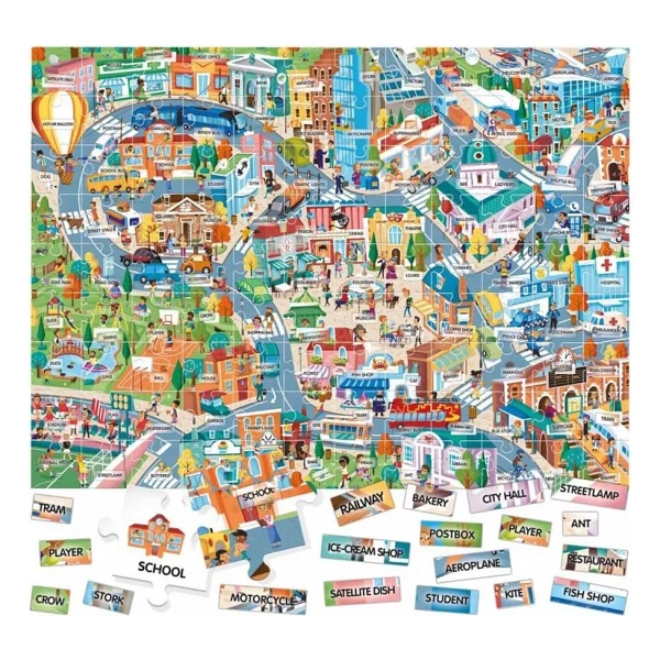 Headu 100 İngilizce Kelimeli Şehir Puzzle It21000 - Görsel 2