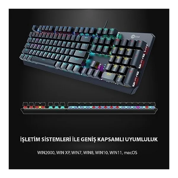 Lenovo Lecoo Gk301 RGB Red Switch Kablolu Mekanik Oyuncu Klavyesi - Görsel 2