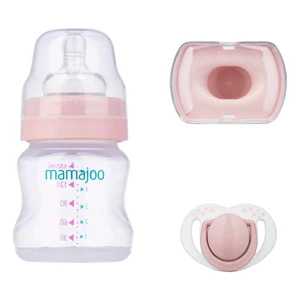 Mamajoo Yenidoğan Hediye Seti Powder Pink Antikolik Biberon 150 Ml Ve Ortodontik Emzik & Saklama Kabı - Pembe - Görsel 5