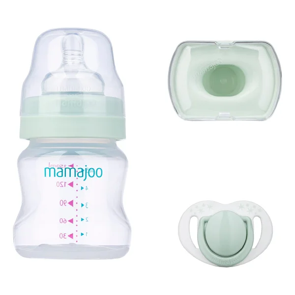 Mamajoo Yenidoğan Hediye Seti Powder Green Antikolik Biberon 150 ml ve Ortodontik Emzik & Saklama Kabı - Yeşil - Görsel 7