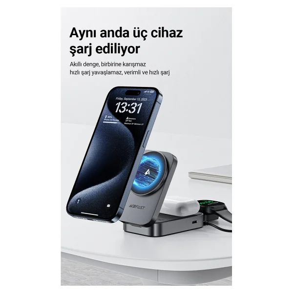 Acefast E22 3in1 Magsafe Kablosuz Hızlı Şarj Aleti - Görsel 5