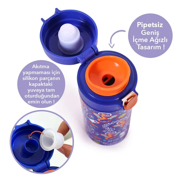 Milk&Moo Ponix 420 Ml Çelik Çocuk Matarası - Görsel 7