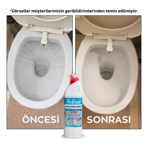 Solixel Pas Ve Kir Çözücü Acdx 3'lü Set 3x950 Ml Lavabo Ve Tuvalet Taşı Temizleme Maddesi - Görsel 5
