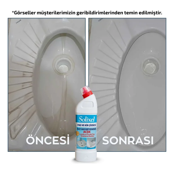 Solixel Pas Ve Kir Çözücü Acdx 3'lü Set 3x950 Ml Lavabo Ve Tuvalet Taşı Temizleme Maddesi - Görsel 6
