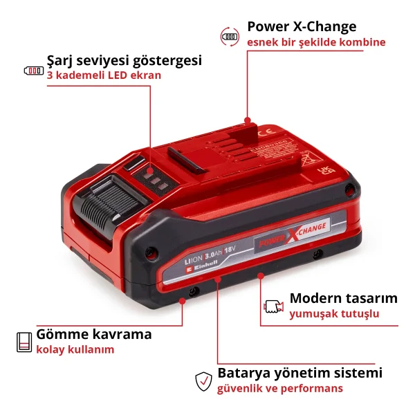 Einhell Power X-Change Plus 18 V 3.0 Ah Li-On Yedek Akü - Görsel 4