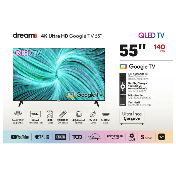 Dreamstar 55" 139cm 4K UHD QLED Google TV - Görsel 2