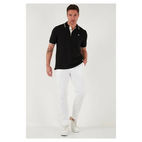 Buratti % 100 Pamuk Düğmeli Regular Fit Polo Yaka T Shirt Erkek Polo Yaka T Shirt 5902118 - Siyah - Beyaz - Görsel 3