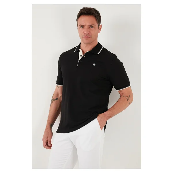Buratti % 100 Pamuk Düğmeli Regular Fit Polo Yaka T Shirt Erkek Polo Yaka T Shirt 5902118 - Siyah - Beyaz - Görsel 4