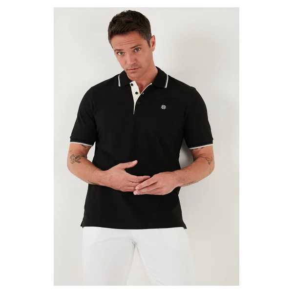 Buratti % 100 Pamuk Düğmeli Regular Fit Polo Yaka T Shirt Erkek Polo Yaka T Shirt 5902118 - Siyah - Beyaz - Görsel 5
