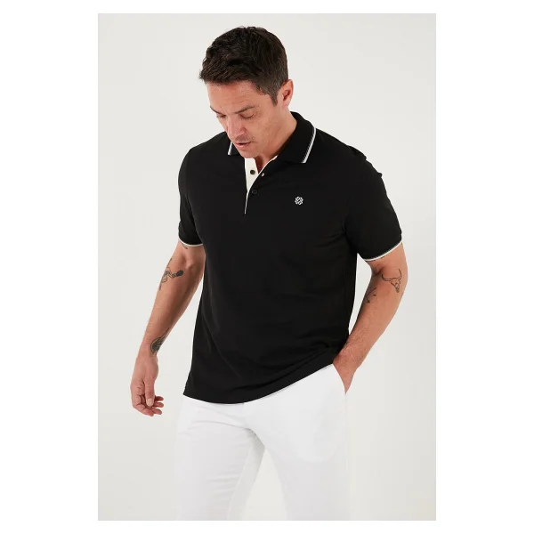 Buratti % 100 Pamuk Düğmeli Regular Fit Polo Yaka T Shirt Erkek Polo Yaka T Shirt 5902118 - Siyah - Beyaz - Görsel 6