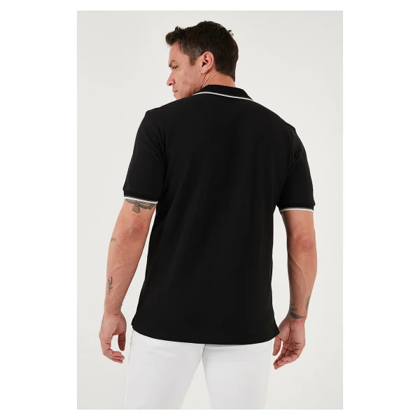 Buratti % 100 Pamuk Düğmeli Regular Fit Polo Yaka T Shirt Erkek Polo Yaka T Shirt 5902118 - Siyah - Beyaz - Görsel 7