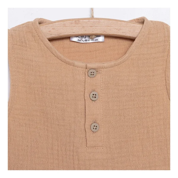Hellobaby Kısa Tulum - Kahverengi - 1 - 1,5 Yaş - Görsel 3