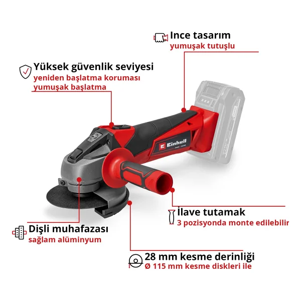 Einhell Tc-Ag 18/115 Li Taşlama Makinesi - Görsel 3