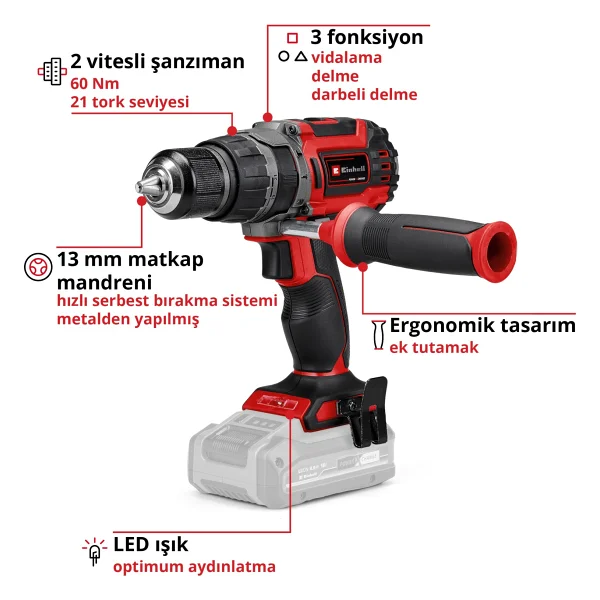 Einhell Tp-CD 18/60 Li-İ Bl Darbeli Matkap - Görsel 3