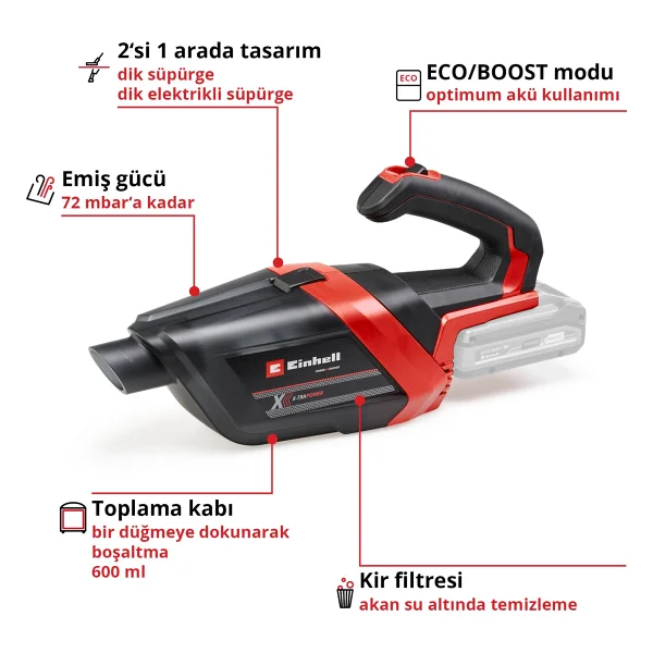 Einhell Te-Hv 18/06 Li 18 V Aküsüz El Süpürgesi - Görsel 3