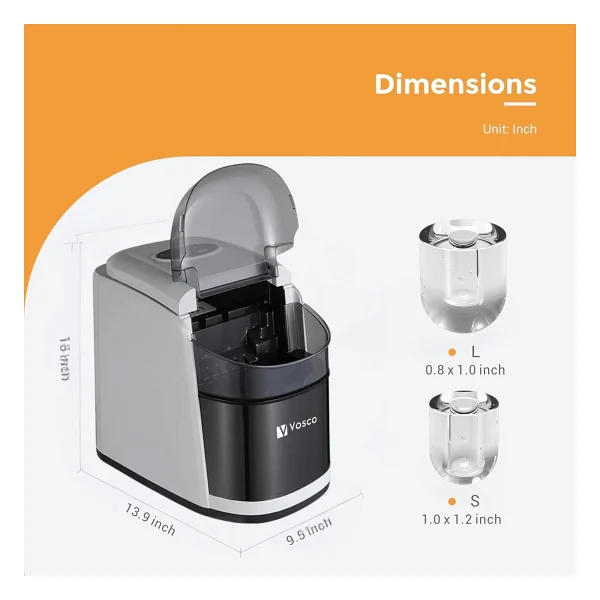 Vosco Set Üstü Buz Makinesi 12 Kg Gri - Görsel 4