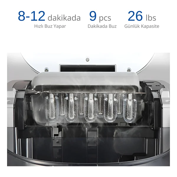 Vosco Set Üstü Buz Makinesi 12 Kg Gri - Görsel 6