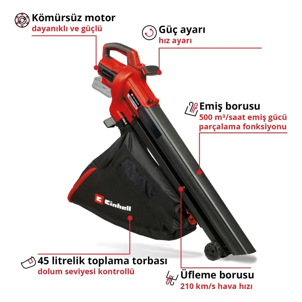 Einhell Venturro 18/210 Aküsüz Yaprak Toplama-Üfleme Makinesi - Görsel 2