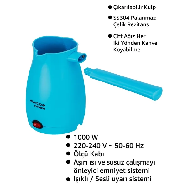 Awox Caffeen Mavi Elektrikli Cezve - Görsel 5