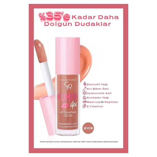 Golden Rose Plumped Lips Lipgloss No: 209 - Dolgunlaştırıcı Etkili Ve Nemlendirici Parlatıcı - Görsel 3
