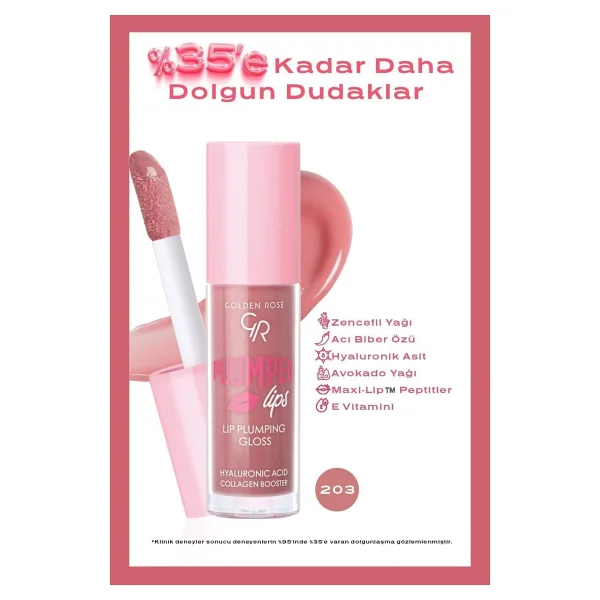 Golden Rose Plumped Lips Lipgloss No: 209 - Dolgunlaştırıcı Etkili Ve Nemlendirici Parlatıcı - Görsel 9