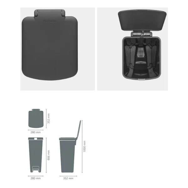 Brabantia Stepup Pedallı Plastik Koyu Gri 40 Lt Çöp Kovası - Görsel 4