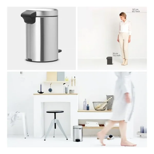 Brabantia Newicon Matt Steel 3 Lt Pedallı Çöp Kovası - Görsel 2