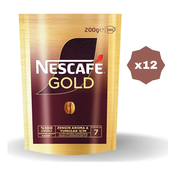 Nescafe Gold Granül Kahve 200 Gr Eko Paket 12'li - Görsel 2