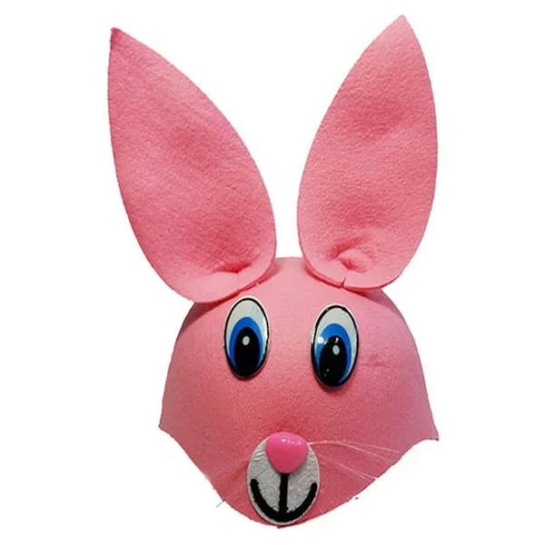 Pembe Renk Kulaklı Tavşan Şapkası Hayvan Şapkası - Görsel 2