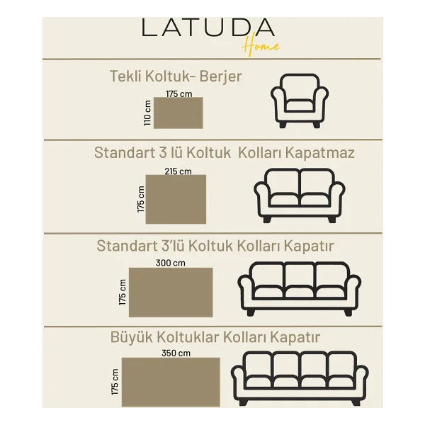Latuda Concept Kaymaz Koltuk Örtüsü Çift Taraflı Mikrofiber Şönil 175x300 Cm Kapuçino - Kedi Köpek Ve Çocuk Dostu - 175 X 300 Cm - Görsel 5