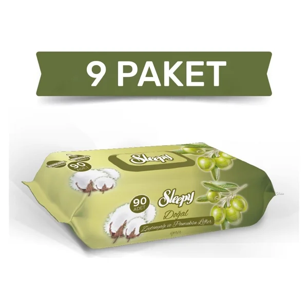 Sleepy Zeytinyağlı 90 Yaprak 9'lu Paket Islak Mendil - Görsel 2