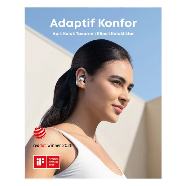 Anker SoundCore AeroClip Beyaz Open Ear Bluetooth Kulaklık - Görsel 3
