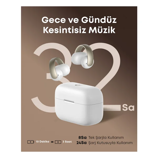 Anker SoundCore AeroClip Beyaz Open Ear Bluetooth Kulaklık - Görsel 6
