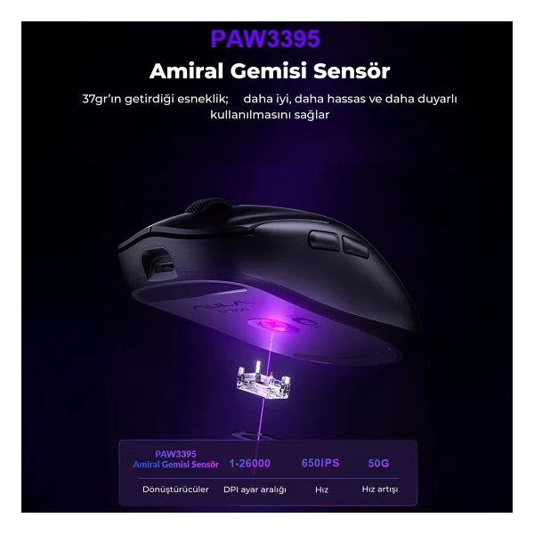 Aula Sc800 Lightweight Beyaz Optik Kablolu/Kablosuz Oyuncu Mouse - Görsel 3