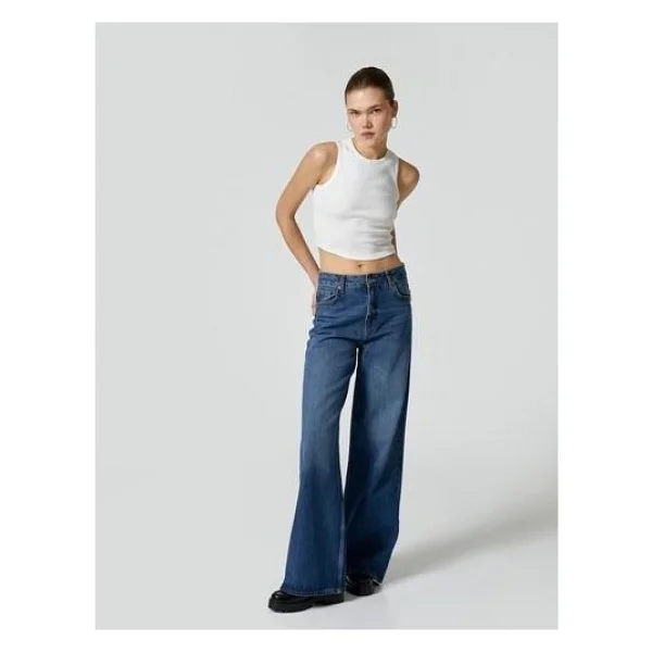 Koton Basic Crop Atlet Bisiklet Yaka Pamuklu Ribanalı - Ekru - XS - Görsel 8