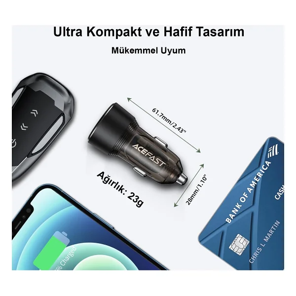 Acefast B12 60 W Hızlı Araç Şarj Aleti - Görsel 8