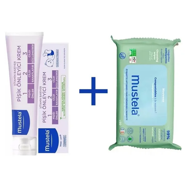 Mustela Vitamin Barrier 1-2-3 Cream 100ml + Kompost Edilebilir Islak Mendil 60 Yaprak - Görsel 3